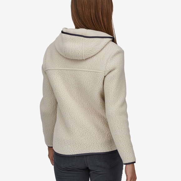 Women’s Retro Pile Fleece Hoody, cream - Picture 8 of 8